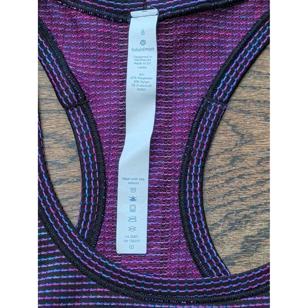 Lululemon Swiftly Tech Racerback Tank Top Sz 8 W1ASRS Patterned Purple - Picture 3 of 8